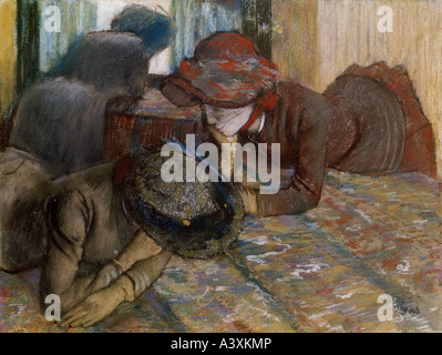 "Bildende Kunst, Degas, Edgar, (1834-1917), Malerei,"Gespräch", Pastell auf Papier, National Gallery, London, historisch, Histor Stockfoto