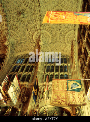 England. London. Westminster Abbey. Henry VII Kapelle, Decke Stockfoto