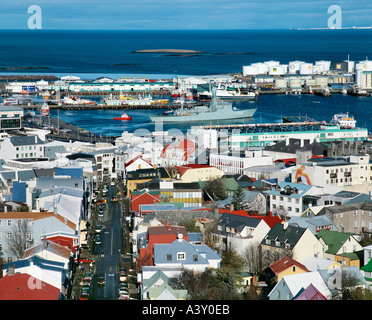 Der Geothermal beheizten Innenstadt von Reykjavik, Island. Stockfoto