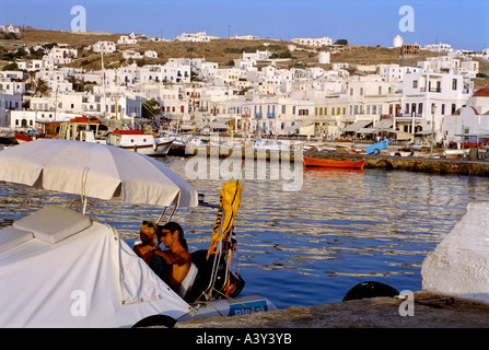 Hafen Sie Dorf Mykonos Insel Mykonos Inseln der Kykladen Griechenland redaktionelle nur verwenden Stockfoto