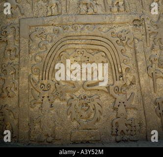Bildende Kunst, präkolumbianischen, Chimu, Skulptur, Relief aus Tempel Pyramide bei Chan Chan, 13.-15. Jahrhundert A.D., Stein, Truji Stockfoto