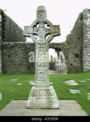 Reise/Geographie, Irland, Clonmacnoise, Denkmäler, Kreuz der Aufschriften, ('Flann's Cross'), Westseite, 11. Jahrhundert, Stockfoto