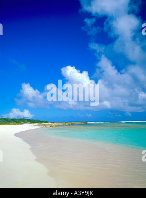 Anguilla, British West Indies: Einen langen weißen Sandstrand und dem türkisfarbenen Wasser der Karibik von Savannah Bay Stockfoto