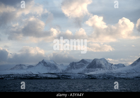 Winter am Tysfjord, Norwegen, Tysfjord, Narvik Stockfoto
