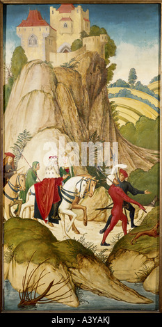 "Fine Arts, Frueauf, Rueland der ältere (ca. 1440-1507), Malerei,"Der Ausritt des Heiligen Leopold"(" die Fahrt von St. Stockfoto