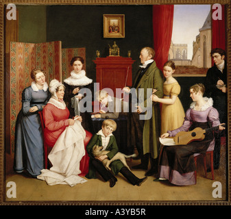 "Fine Arts, Begas, Carl Joseph der ältere, (1794-1854), Malerei,"Die Familie Begas", ("Begas-Familie"), 1821, Öl auf c Stockfoto