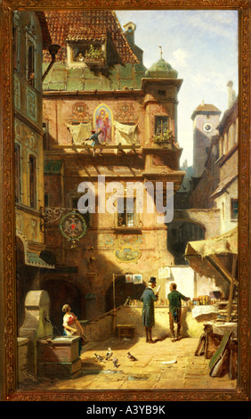 "Bildende Kunst, Spitzweg, Carl (1808 – 1885), Malerei,"Kunst Und Wissenschaft", ("Kunst und Wissenschaft"), um 1880, Öl auf Leinw Stockfoto