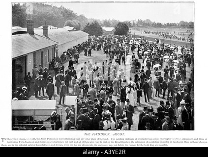 Ascot The Paddock 1895 einen allgemeinen Überblick über die Szene auf dem Royal Rennen treffen Stockfoto