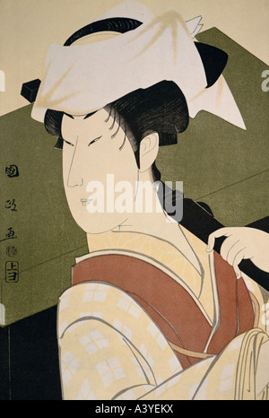 "Fine Arts, Kunimasa, Utagawa (1773-1810), Grafiken,"der Schauspieler Noshio Nakamura in der Rolle der Kurtisane Shosho", 1797, Col Stockfoto