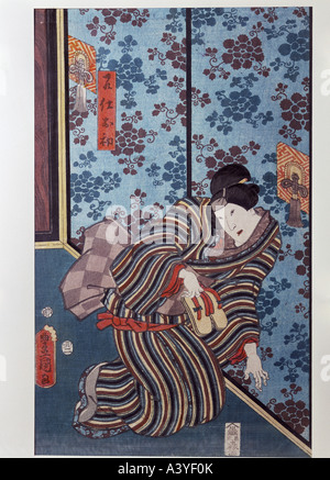 "Fine Arts, Kuniyoshi, Utagawa (1798-1861), Grafiken,"Szene von den Erzählungen der Ise', ca. 1847 / 1852, Farbe Holzschnitt, Stockfoto