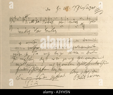 Beethoven, Ludwig van, 17.12.1770 - 26.3.1827, deutscher Komponist, Manuskript, Brief an Musikverleger Moritz Schlesinger, 26.9.1 Stockfoto