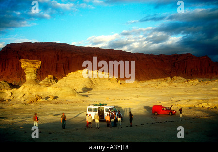 Sonnenuntergang am Ischigualasto Triassic Park im Westen Argentiniens Stockfoto