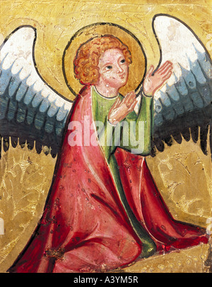 "Bildende Kunst, sakrale Kunst, Engel,"betender Engel", Malerei, Deutschland, ca. 1330, Öl auf Holz, Bayerisches Nationalmuseum, seine Stockfoto