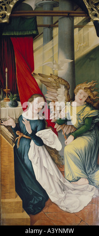 "Fine Arts, Baldung Grien, Hans, (1484 / 1485-1545), Malerei,"Verkündigung", 1512-1516, Öl auf Platte, 295 cm x 115 cm, h Stockfoto