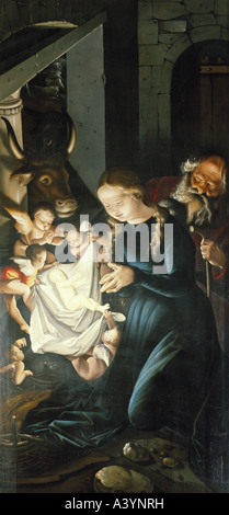 "Fine Arts, Baldung Grien, Hans, (1484 / 1485-1545), Malerei,"Geburt Christi", 1512-1516, Öl auf Holz, 295 x 115 cm Stockfoto