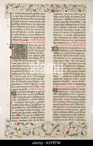 Gutenberg, Johannes Gensfleisch Zur beladenes Zum, ca. 1400 - 3.2.1468, deutsche Erfinder arbeitet, Psalm 1-4 von 42 gefüttert Bibel, ich Stockfoto