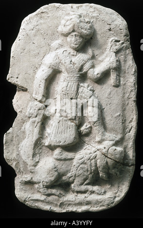 bildenden Künste, Mesopotamien, Babylonien, Relief, Ishtar als Göttin des Krieges, Terrakotta, alten babylonischen ca. 2040-1750 v. Chr., irakische Nat Stockfoto