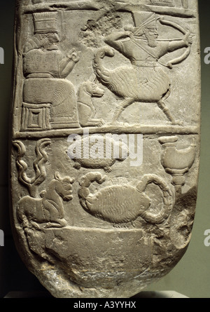 Bildende Kunst, Mesopotamien, Babylonien, Relief, Stele von König Nebuchadnezzar ich (ca. 1128-1104 v. Chr.), Middle Babylonian, Kalkstein, Stockfoto