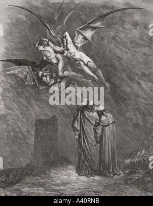 Kupferstich von Gustave Dore, 1832-1883, französischer Künstler und Illustrator für Inferno von Dante Alighieri, Canto IX, Linie 46 Stockfoto