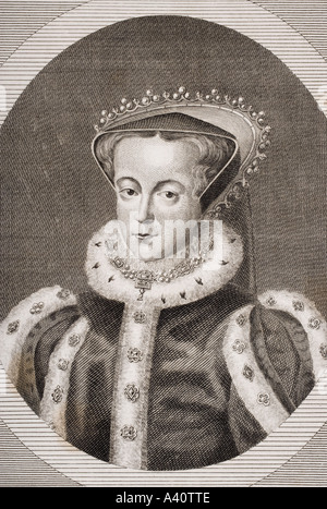 Queen Mary I, 1516 - 1558. Königin von England und Irland. Von Howe eingraviert Stockfoto