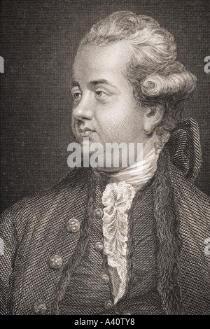 Edward Gibbon, 1737 - 1794. Englisch Rationalist, Historiker und Gelehrter. Durch W H Egleton graviert nach Sir Joshua Reynolds Stockfoto