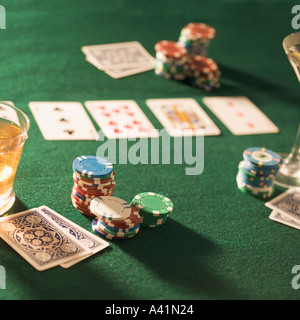 Stillleben mit einem Poker-Spiel Stockfoto