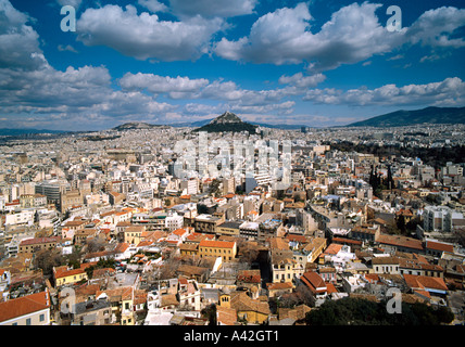 Blick vom Akropolis Athen Stockfoto