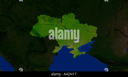 Satellitenbild der Ukraine hervorgehoben Stockfoto