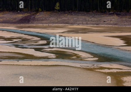 Muster in Medicine Lake Niedrigwasser Zeitraum, Jasper Nationalpark, Alberta, Kanada Stockfoto