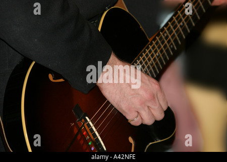 Musiker, die bei einer privaten Veranstaltung unterhaltsam Stockfoto
