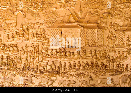 Goldene Mosaik Wat Mai Suwannaphumaham Luang Prabang Laos Stockfoto