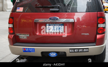 Aufkleber auf amerikanisches Auto Stockfoto