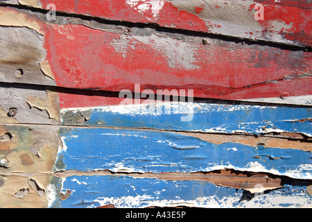 Lack abblättert ein Holzboot Stockfoto