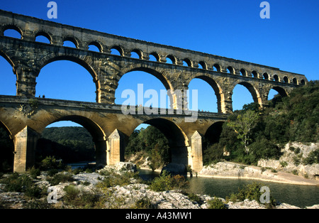 Pont du Gard Aquädukt Frankreich Languedoc Roussillon Aquädukt Pont du Gard-Roman Stockfoto