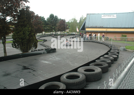 Gokart Go Cart Rennen auf einem Kurs Stockfoto