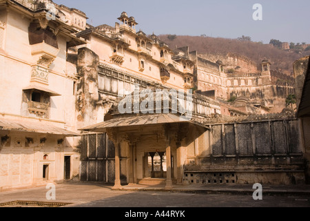Indien Rajasthan Bundi Garh Palast auf der Dachterrasse Blick auf die Charta Mahal und Chitrasala Stockfoto