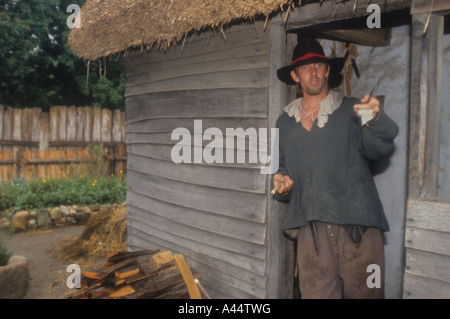 Rollenspieler In der lebendigen Museum der Plimoth (Plymouth) Plantage In den US-Bundesstaat Massachusetts USA New England. Stockfoto