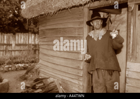 Rollenspieler In der lebendigen Museum der Plimoth (Plymouth) Plantage In den US-Bundesstaat Massachusetts USA New England. Stockfoto