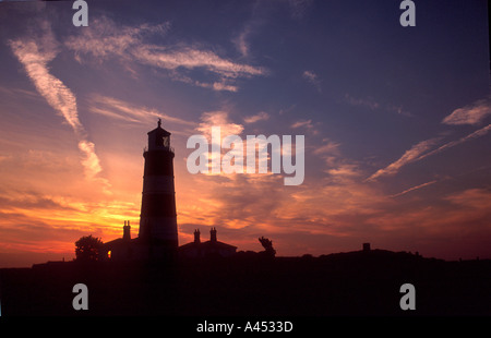 Leuchtturm in der Dämmerung, happisburgh, Norfolk East Anglia England Großbritannien Stockfoto