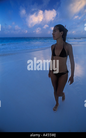 Genießen den Abend am Strand von Tulum, Quintana Roo. Mexiko Stockfoto