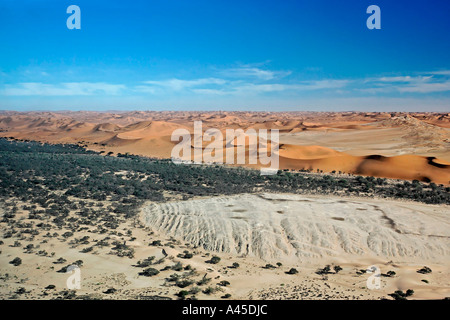 Fliegen Sie über die Dünen. Namib-Wüste, Fluss Kuiseb, Namibia, Afrika Stockfoto