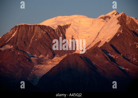 Mt. Blanc Berg Alpenglühen Haute-Savoie-Frankreich Stockfoto