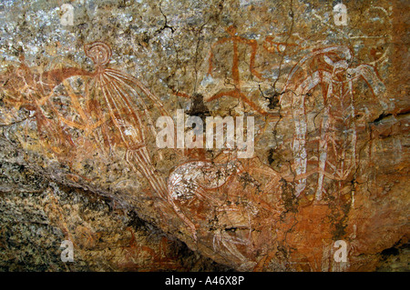 20000 Jahre alten Malereien der Aborigines in Nourlangie und Umgebung, Northern Territory, Australien Stockfoto