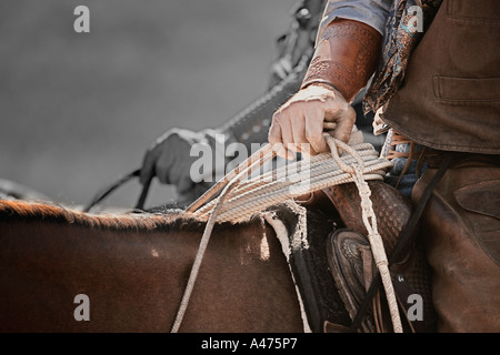 Ein Cowboy mit lasso Stockfoto