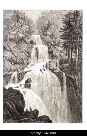 Triberger Wasserfall Cascade deutschen Schwarzwald Deutschland Tal im freien entfernten hohen höchsten Holz Holz Wasser frisch Latschenkiefer Stockfoto