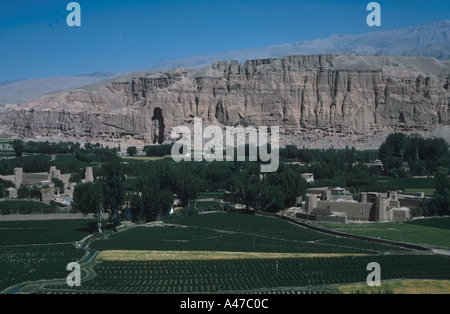 Ansicht der Felswand, die beiden Buddhas von Bamiyan-Tal Afghanistan enthalten Stockfoto