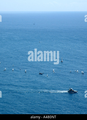 Panoramablick von der Strandpromenade von Sitges Katalonien Katalonien Katalonien Costa Dorada España Spanien Europa Stockfoto