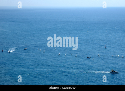 Panoramablick von der Strandpromenade von Sitges Katalonien Katalonien Katalonien Costa Dorada España Spanien Europa Stockfoto