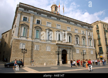 Ansicht des Palau De La Generalitat Plaça Sant Jaume Barcelona Katalonien Katalonien Katalonien Costa Brava España Spanien Europa Stockfoto