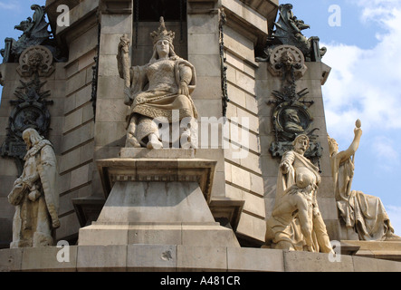 Ansicht-Denkmal ein Colom Plaça del Portal De La Pau Barcelona Barça Katalonien Katalonien Katalonien Costa Brava España Spanien Europa Stockfoto